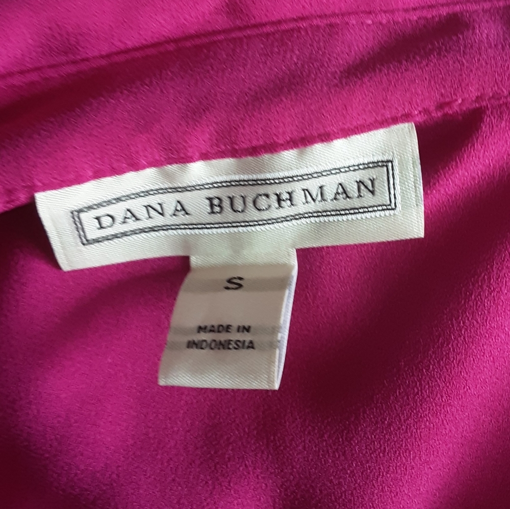 DANA BUCHMAN PINK V-NECK COLLARED BLOUSE. S - Picture 4 of 6